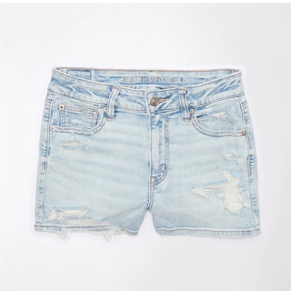 AE Next Level High-Waisted V-Rise Ripped Denim Short Short Sz 4 - Picture 1 of 7